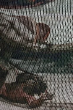 Brown Abstract Corset Top Sleeveless Printed Mesh -FabWear Shop jc1630 84w abstract 6