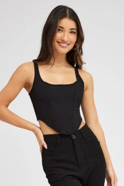 Black Corset Top Texture -FabWear Shop jc1713 84w black 3