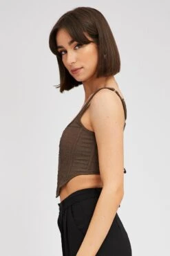 Brown Corset Top Texture -FabWear Shop jc1713 84wb chocolate 4