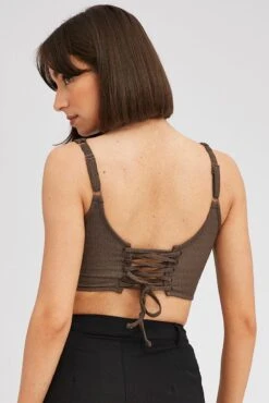 Brown Corset Top Texture -FabWear Shop jc1713 84wb chocolate 5