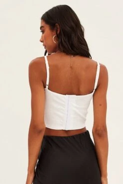 White Corset Singlet Sleeveless Scoop Neck Rib Jersey -FabWear Shop jcc1164 84w white 5