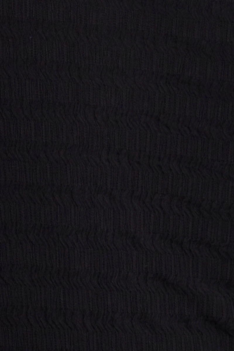 Black Crop Shirt Long Sleeve Collar Textured 6 Black Crop Shirt Long Sleeve Collar Textured - Image 6