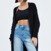 Black Longline Cardigan Fluffy