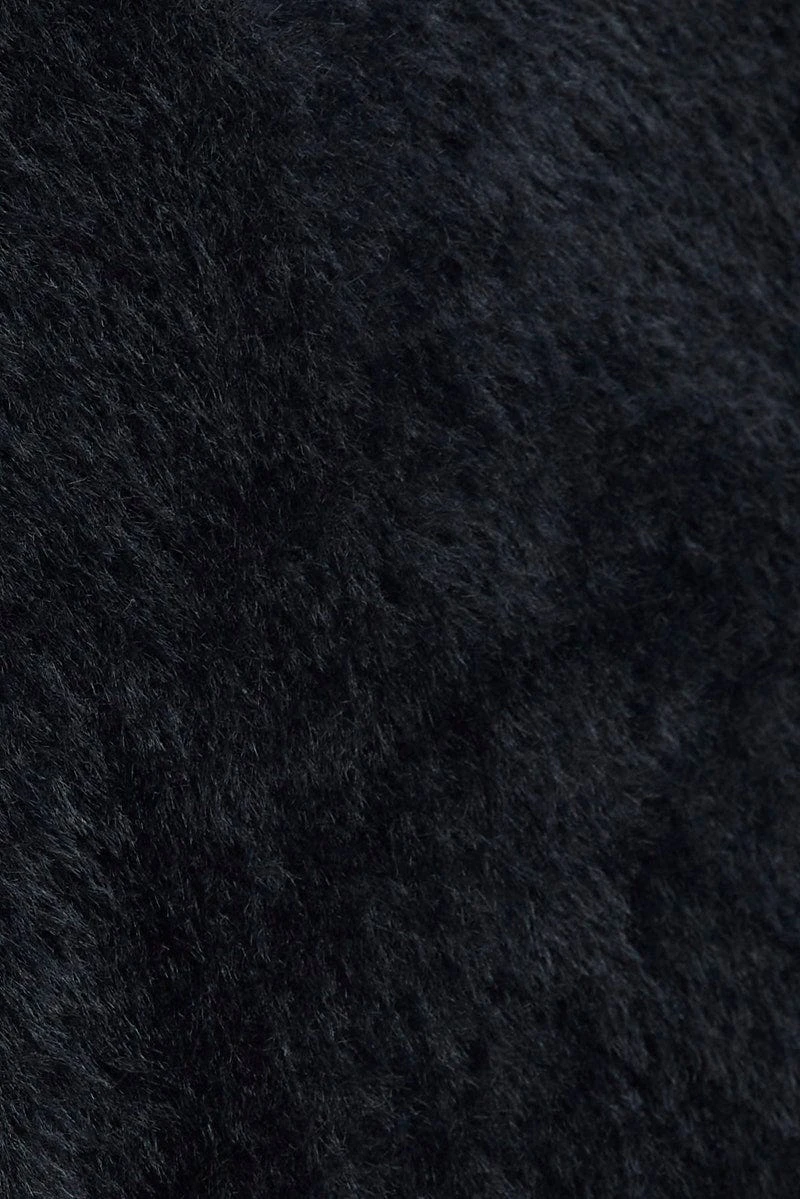 Black Longline Cardigan Fluffy 6 Black Longline Cardigan Fluffy - Image 6