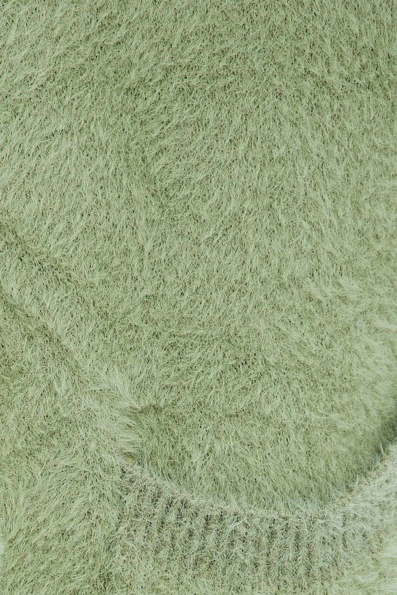Green Longline Cardigan Fluffy 6 Green Longline Cardigan Fluffy - Image 6