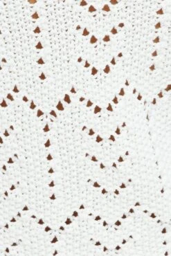 White Crochet Knit Cardigan Long Sleeve Round Neck -FabWear Shop kn1563a 40j white 6