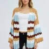 Stripe Knit Cardigan Long Sleeve Longline