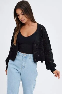Black Oversized Cardigan 8 Black Oversized Cardigan -FabWear Shop kn1688 41jb black 3