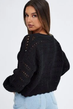 Black Oversized Cardigan 10 Black Oversized Cardigan -FabWear Shop kn1688 41jb black 5