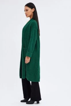 Green Longline Cardigan -FabWear Shop kn1717 45jb green 4
