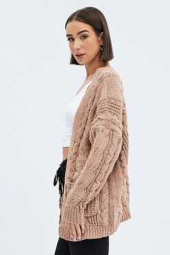 Camel Longline Cable Knit Cardigan 9 Camel Longline Cable Knit Cardigan -FabWear Shop kn1725a 41jb camel 4