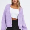 Purple Oversized Cardigan