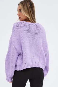 Purple Oversized Cardigan -FabWear Shop kn1814 41jb lilac 5