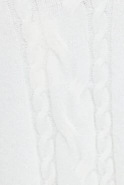 White Longline Cable Knit Cardigan -FabWear Shop kn2004 45jb white 6