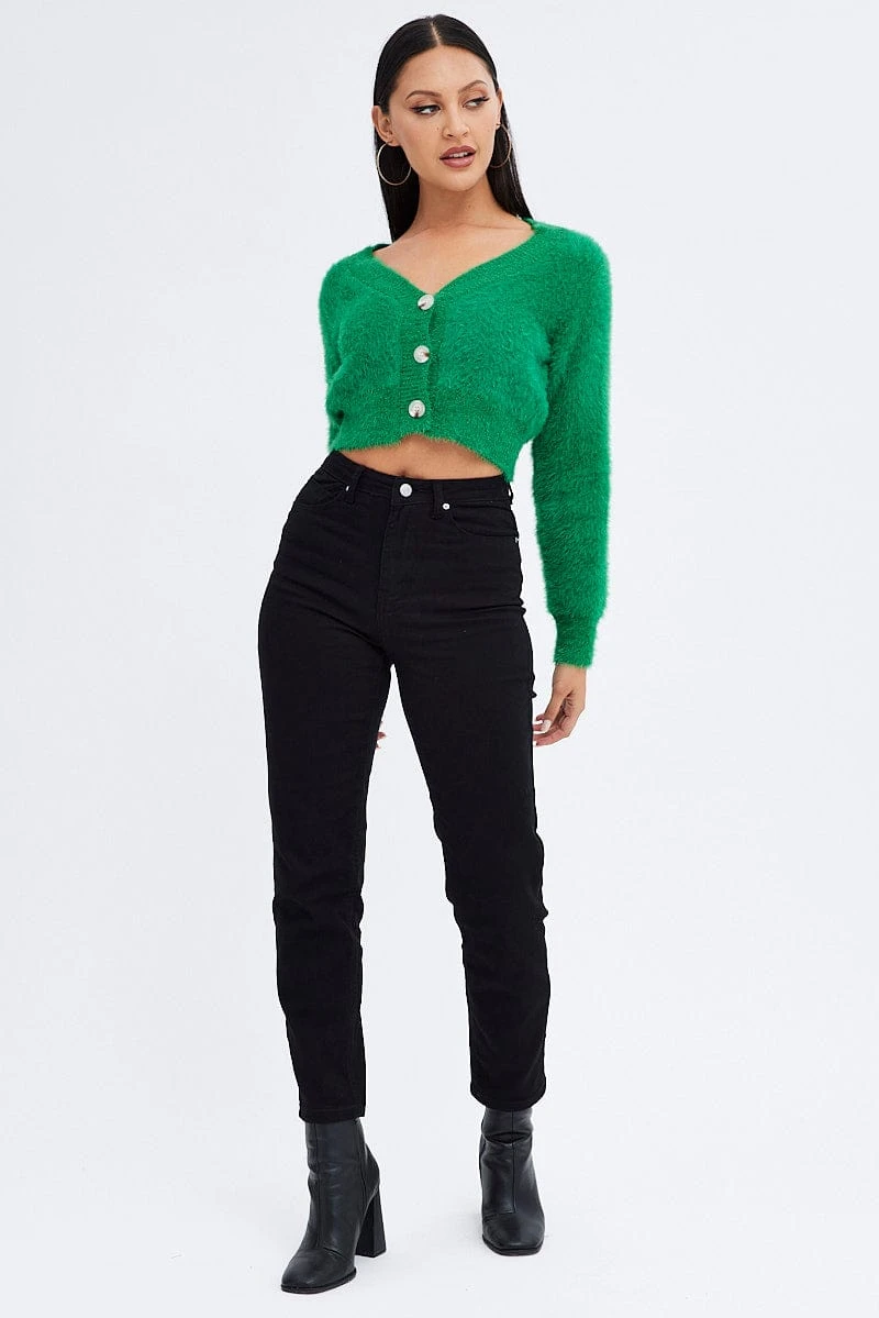 Green Fluffy Cardigan 2 Green Fluffy Cardigan - Image 2