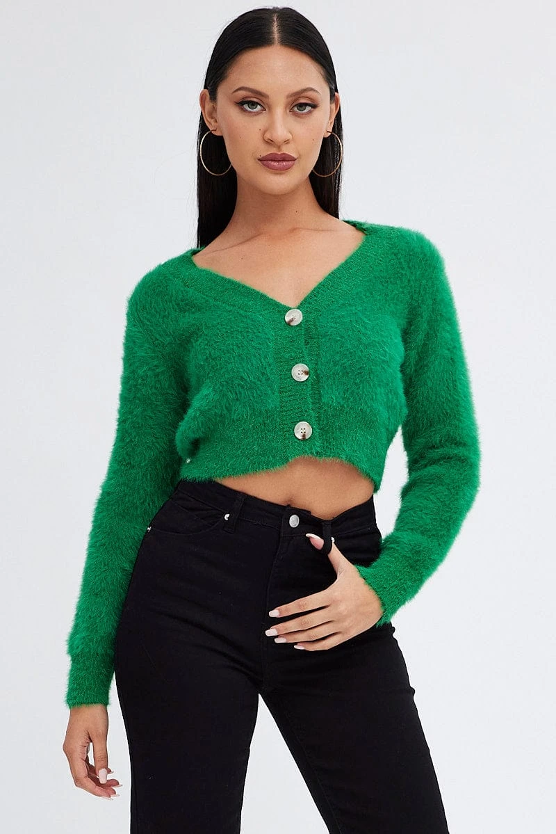 Green Fluffy Cardigan 3 Green Fluffy Cardigan - Image 3