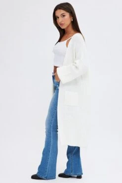 White Longline Cardigan 9 White Longline Cardigan -FabWear Shop kn2024 45jb white 4