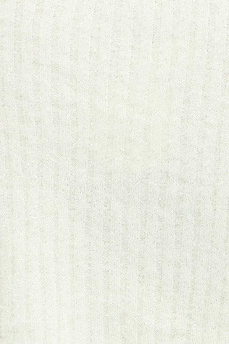 White Crop Knit Cardigan V Neck 6 White Crop Knit Cardigan V Neck - Image 6