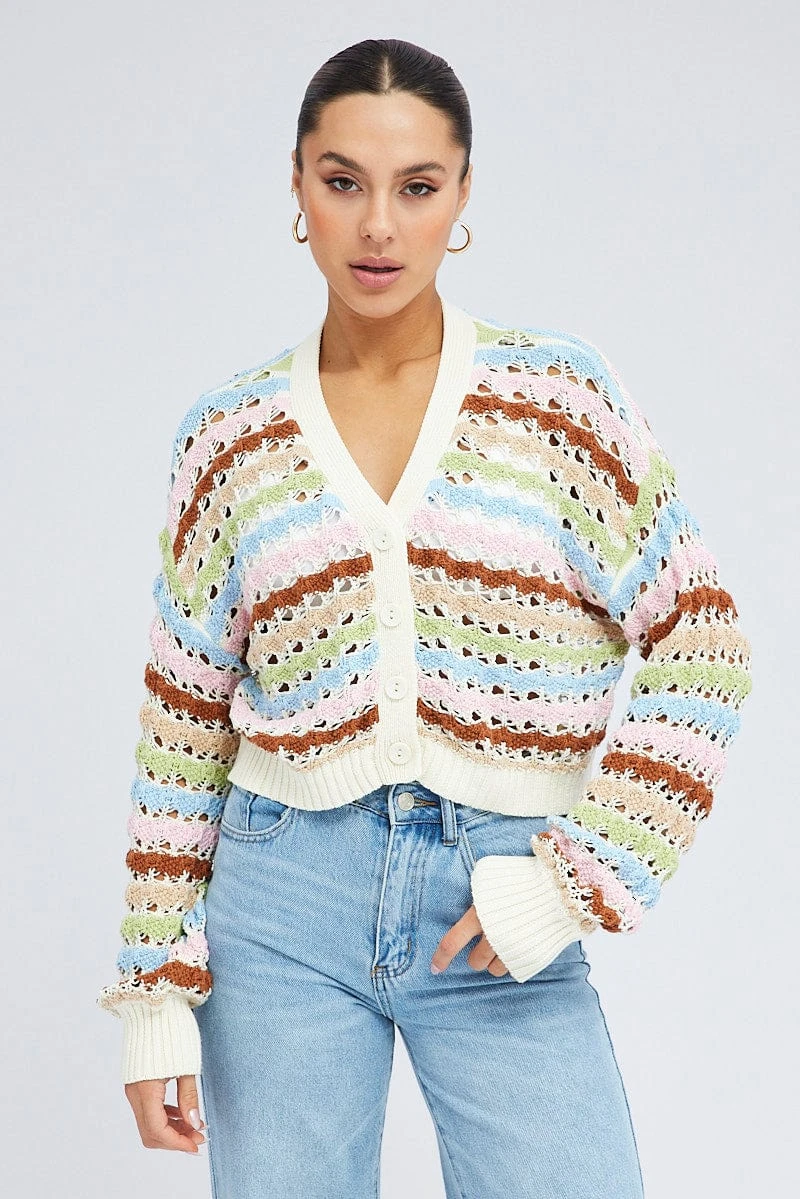 Multi Crochet Cardigan Long Sleeve 1 Multi Crochet Cardigan Long Sleeve