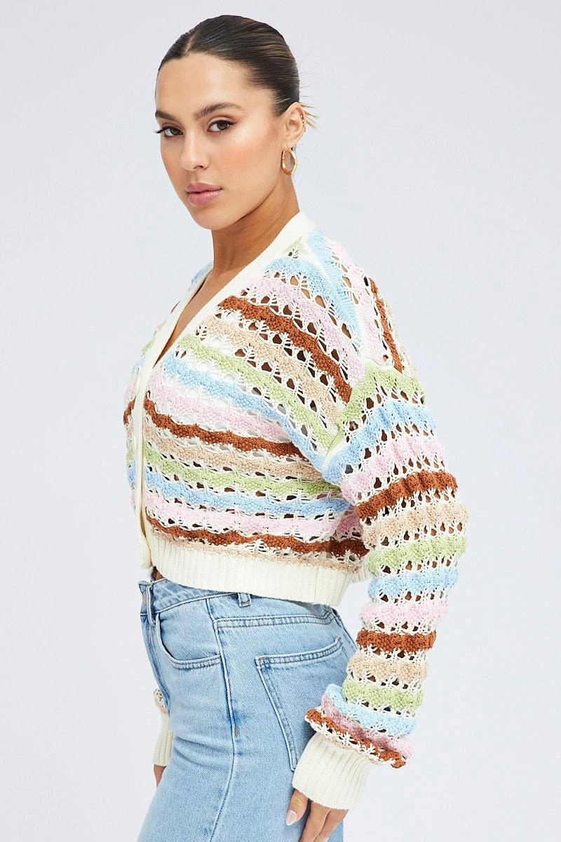 Multi Crochet Cardigan Long Sleeve 4 Multi Crochet Cardigan Long Sleeve - Image 4