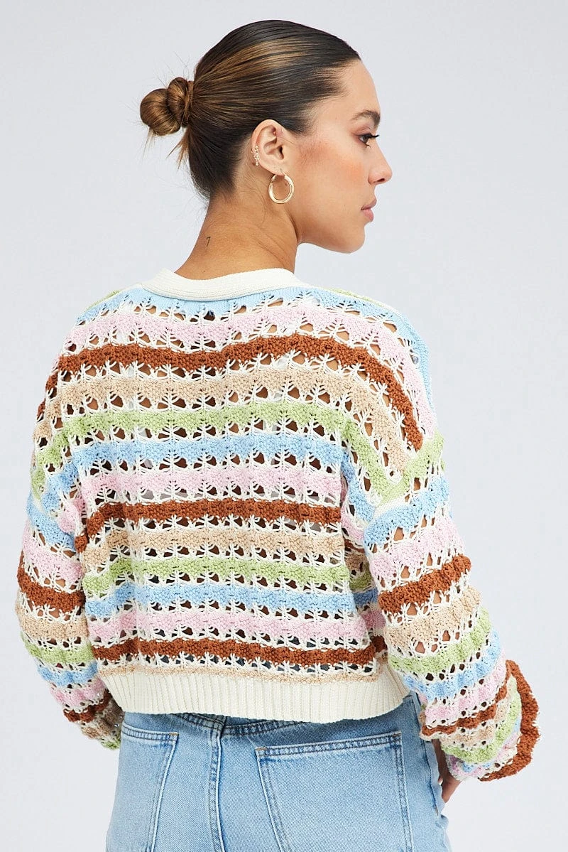 Multi Crochet Cardigan Long Sleeve 5 Multi Crochet Cardigan Long Sleeve - Image 5