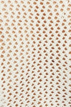 Beige Crochet Knit Cardigan Long Sleeve Tie Up -FabWear Shop kn2219 41j natural 6