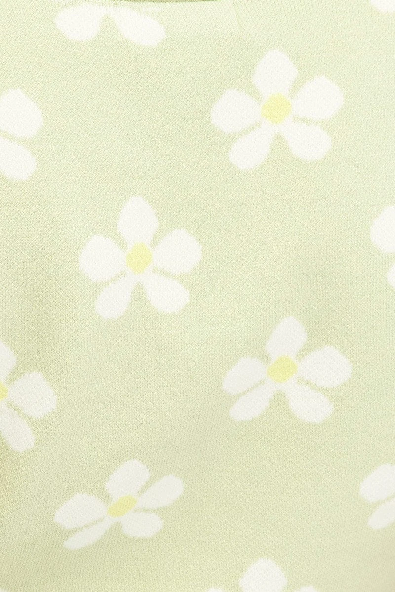 Green Floral Knit Cardigan Short Sleeve 6 Green Floral Knit Cardigan Short Sleeve - Image 6