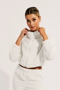 White Loungewear Teddy Jacket -FabWear Shop lg jacket white loungewear teddy jacket 33140472021185