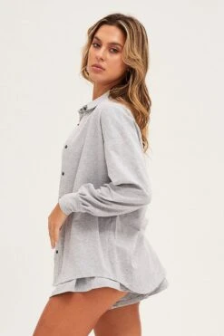 Grey Oversized Shirt Loungewear -FabWear Shop lg set grey oversized shirt loungewear 32966496026817