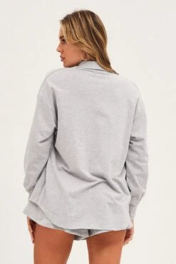 Grey Oversized Shirt Loungewear -FabWear Shop lg set grey oversized shirt loungewear 32966496059585