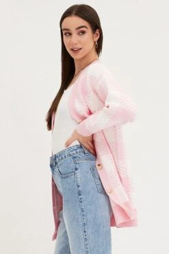 Check Knit Cardigan Long Sleeve Longline -FabWear Shop lgline cardigan check knit cardigan long sleeve longline 32965146214593