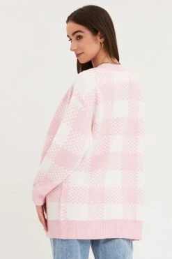 Check Knit Cardigan Long Sleeve Longline -FabWear Shop lgline cardigan check knit cardigan long sleeve longline 32965146247361