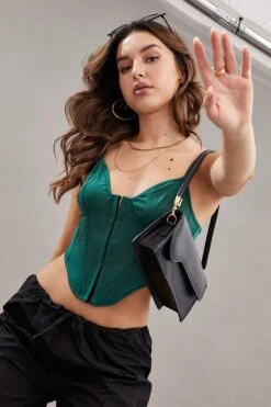 Green Corset Top -FabWear Shop lingerie green corset top 33007220261057