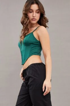 Green Corset Top -FabWear Shop lingerie green corset top 33007220293825