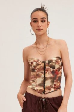 Multi Tie Dye Bandage Hook And Eye Structured Corset Top -FabWear Shop lingerie multi tie dye bandage hook and eye structured corset top 33146899824833