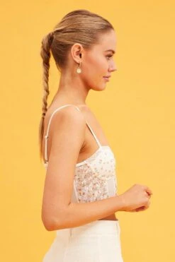 White Floral Print Lace Corset Top -FabWear Shop lingerie white floral print lace corset top 33007221801153