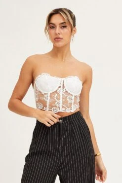 White Lace Embroidery Corset Top Lingerie 10 White Lace Embroidery Corset Top Lingerie -FabWear Shop lingerie white lace embroidery corset top lingerie 32964702339265