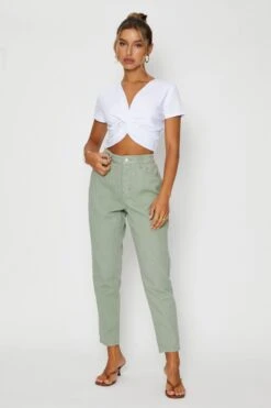 Green High Rise Mom Jeans -FabWear Shop mr boyfriend jean green high rise mom jeans 32965610176705