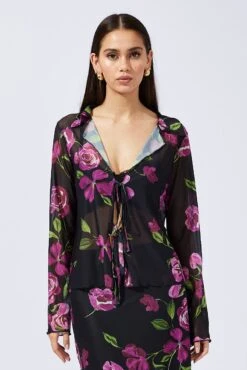 Black Floral Cardigan Long Sleeve -FabWear Shop oj1216cx 84w floral 3