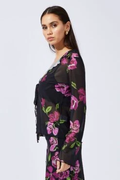 Black Floral Cardigan Long Sleeve -FabWear Shop oj1216cx 84w floral 4