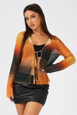 Brown Abstract Mesh Cardigan Long Sleeve 8 Brown Abstract Mesh Cardigan Long Sleeve -FabWear Shop oj1216d 84wb abstract 3