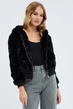 Black Soft Jacket Long Sleeves Hoodie