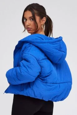 Blue Puffer Jacket With Long Sleeves -FabWear Shop oj1232 33w cobalt 5