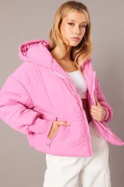Pink Puffer With Long Sleeve -FabWear Shop oj1232 33wb pink 3
