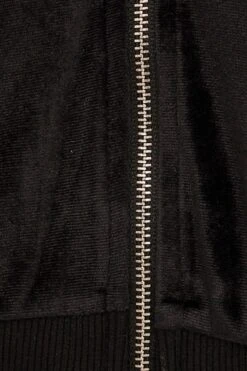 Black Velour Short Sleeve Zip Lounge Hoodie -FabWear Shop oj12900 f3 black 6
