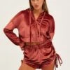 Brown Velvet Jacket Long Sleeve Hoodie