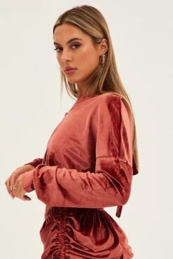 Brown Velvet Jacket Long Sleeve Hoodie -FabWear Shop oj13014 f3 brown 4