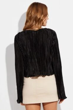 Black Jacket Long Sleeve V Neck With Chain Details 11 Black Jacket Long Sleeve V Neck With Chain Details -FabWear Shop oj1302 38wb black 6