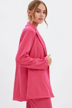 Pink Oversized Blazer -FabWear Shop oj13354x f3 hot pink 4