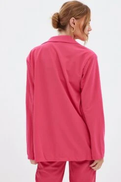 Pink Oversized Blazer -FabWear Shop oj13354x f3 hot pink 5